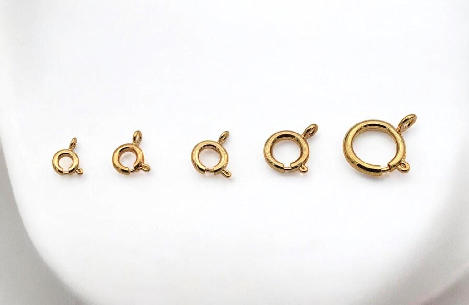 18K Gold Filled Alternative Spring Ring Clasp Round 5–12mm, Tarnish-Resistant Closures for Necklaces & Bracelets, Jewelry Findings