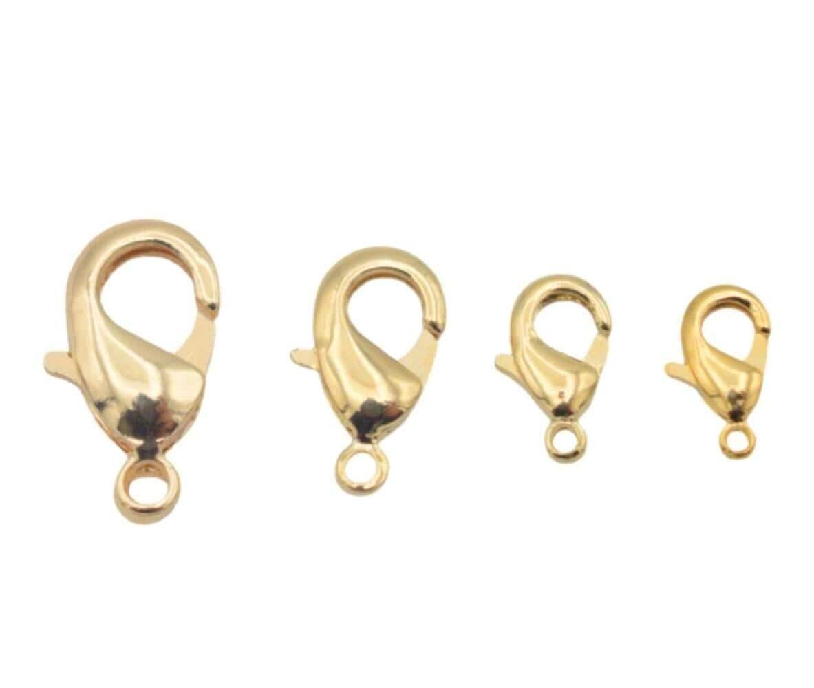 14K Gold Filled Alternative Lobster Clasp – Tarnish-Resistant Jewelry Findings, Multiple Sizes, Secure Necklace & Bracelet Closures