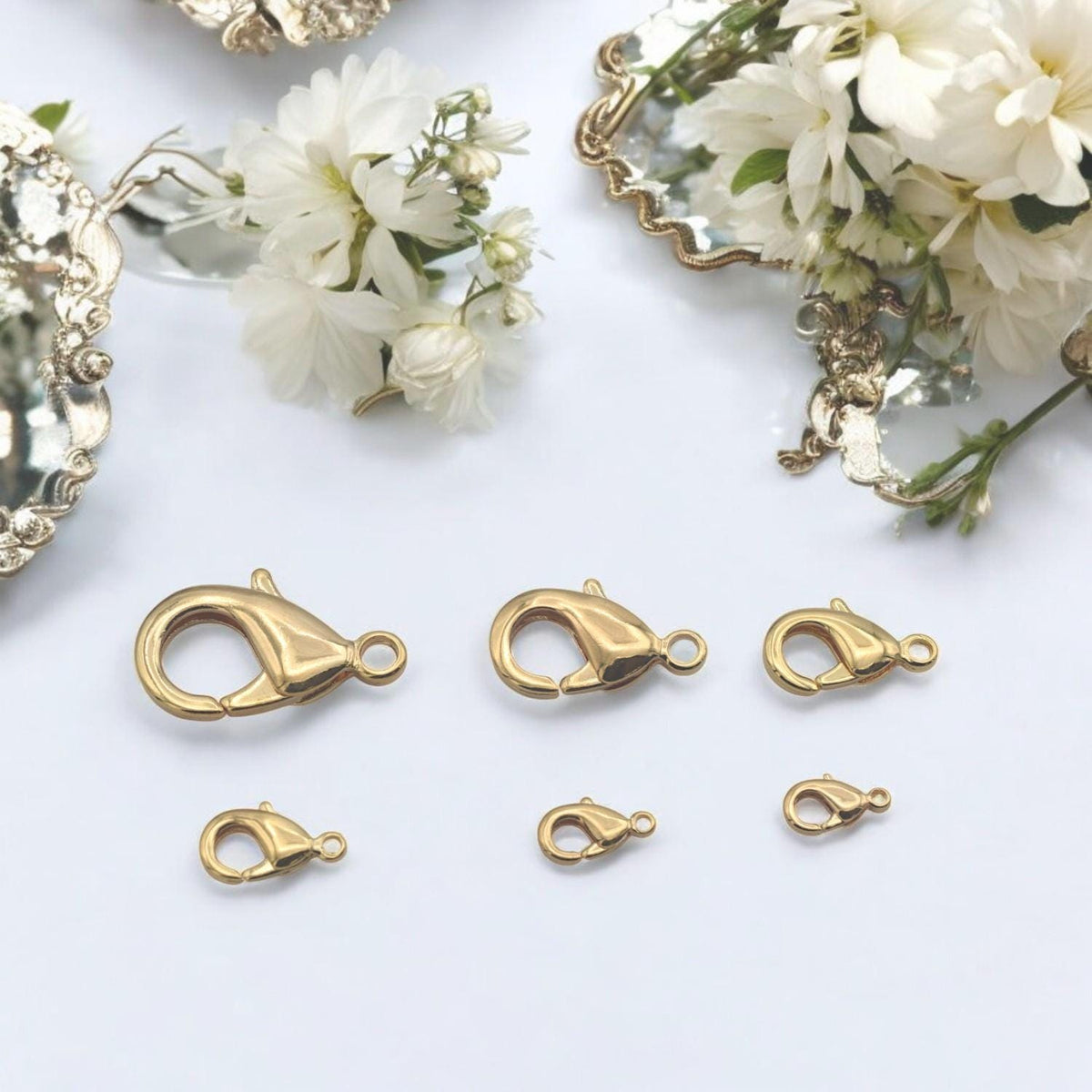 14K Gold Filled Alternative Lobster Clasp – Tarnish-Resistant Jewelry Findings, Multiple Sizes, Secure Necklace & Bracelet Closures