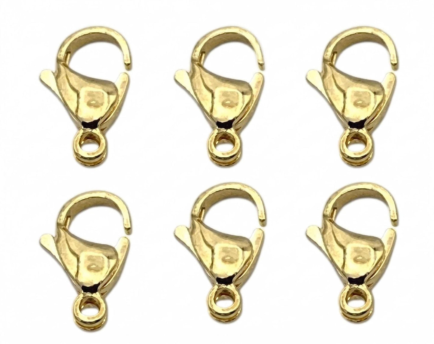 6 pieces of a gold-colored lobster clasp