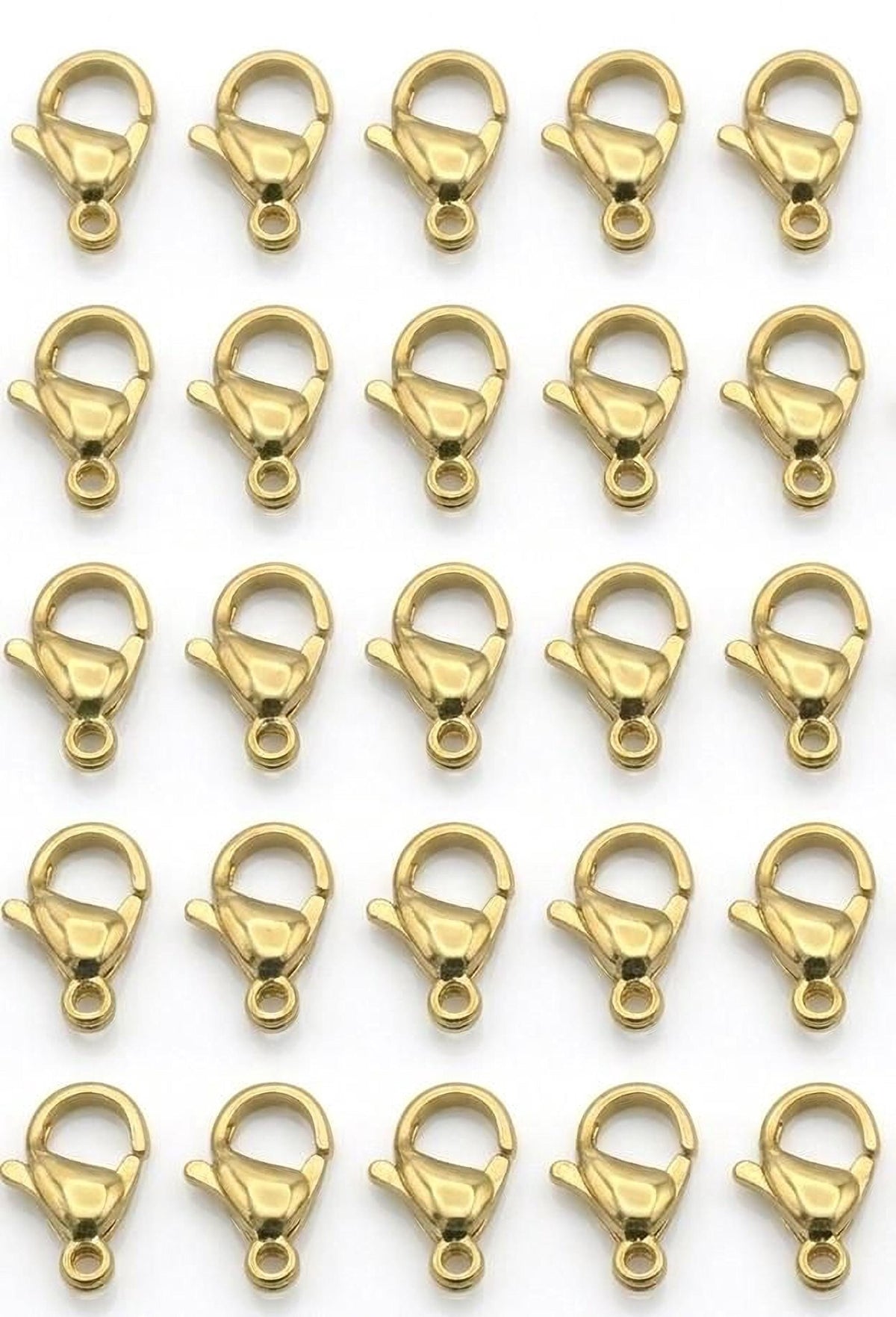 a grid of 24 gold-colored metal clasp hooks arranged in a 4x6 grid pattern.