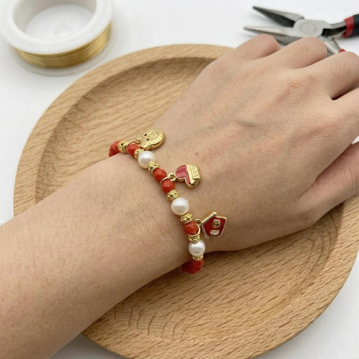 Red Enamel Charm Set: Colorful Kawaii Motifs for Crafting (6 or 12 Pieces, Gold Plated Stainless Steel, Kids Friendly)