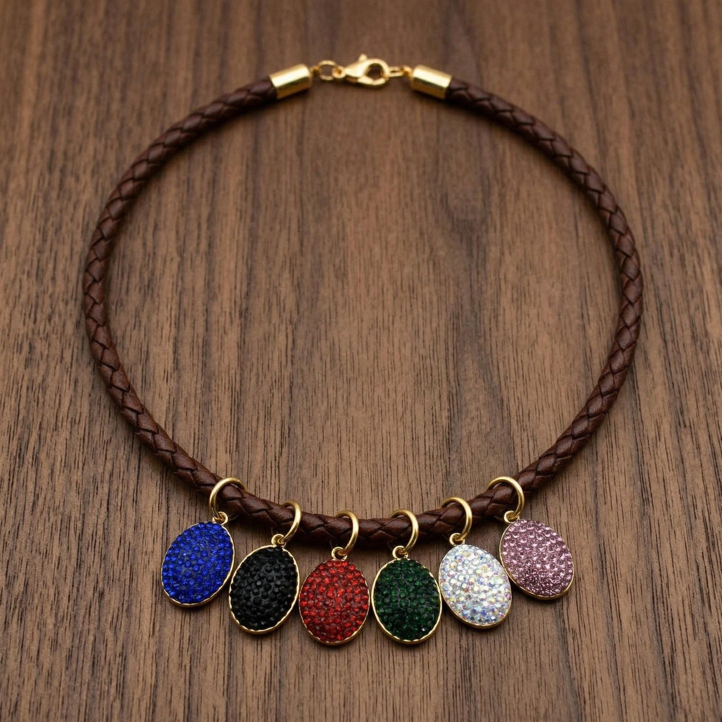 Mixed Color Charms Oval Rhinestone Pendants: Gold Edge, Sparkling Crystal Connectors | Flatback, DIY Jewelry Supplies | 3 Pcs Set