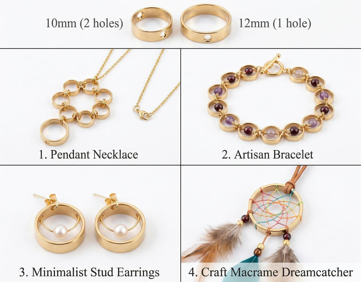 Bead Frame Square Jump Rings: 18K Tarnish Resistant Gold, Tarnish Resistant Base (10-12mm, Durable Finish, Jewelry Making Supplies)