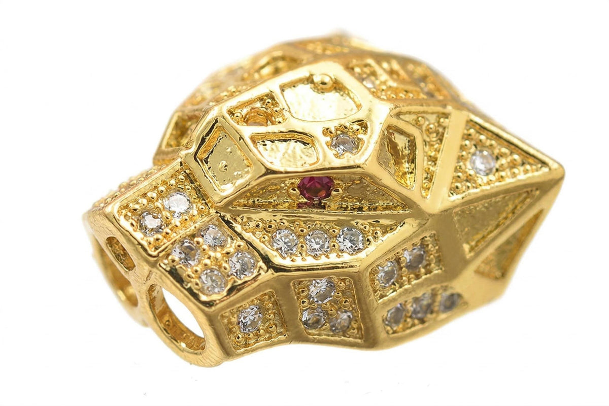 Micro Pave 18K Gold Filled Alternative Beads: Exotic Animal Motif - Clear CZ Rhinestones, Durable Gold Finish for Jewelry Crafting