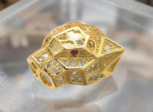 Micro Pave 18K Gold Filled Alternative Beads: Exotic Animal Motif - Clear CZ Rhinestones, Durable Gold Finish for Jewelry Crafting