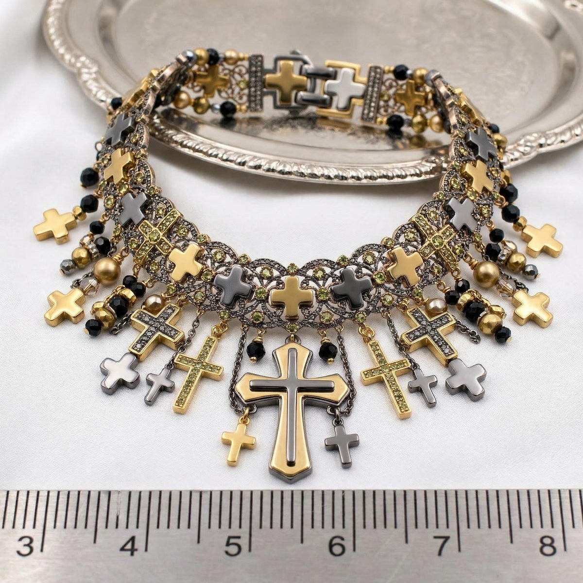 Gold Silver Cross Flat Spacer Beads: Polished Stainless Steel, 8x10mm, Durable Metal Findings | DIY Jewelry, Bracelet Components