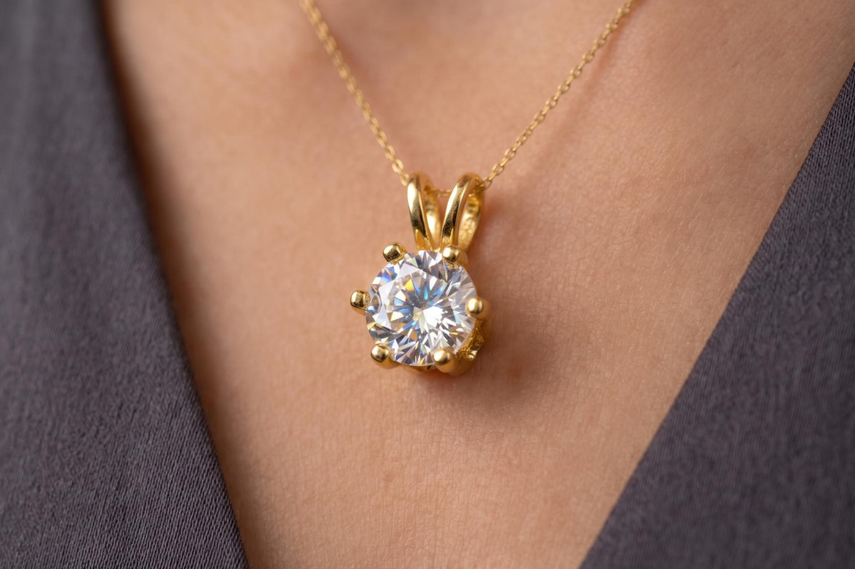 18K Gold Filled Alternative CZ Charm Pendant - Oval Connected Bail, Clear Cubic Zirconia Stone - Tarnish Resistant.