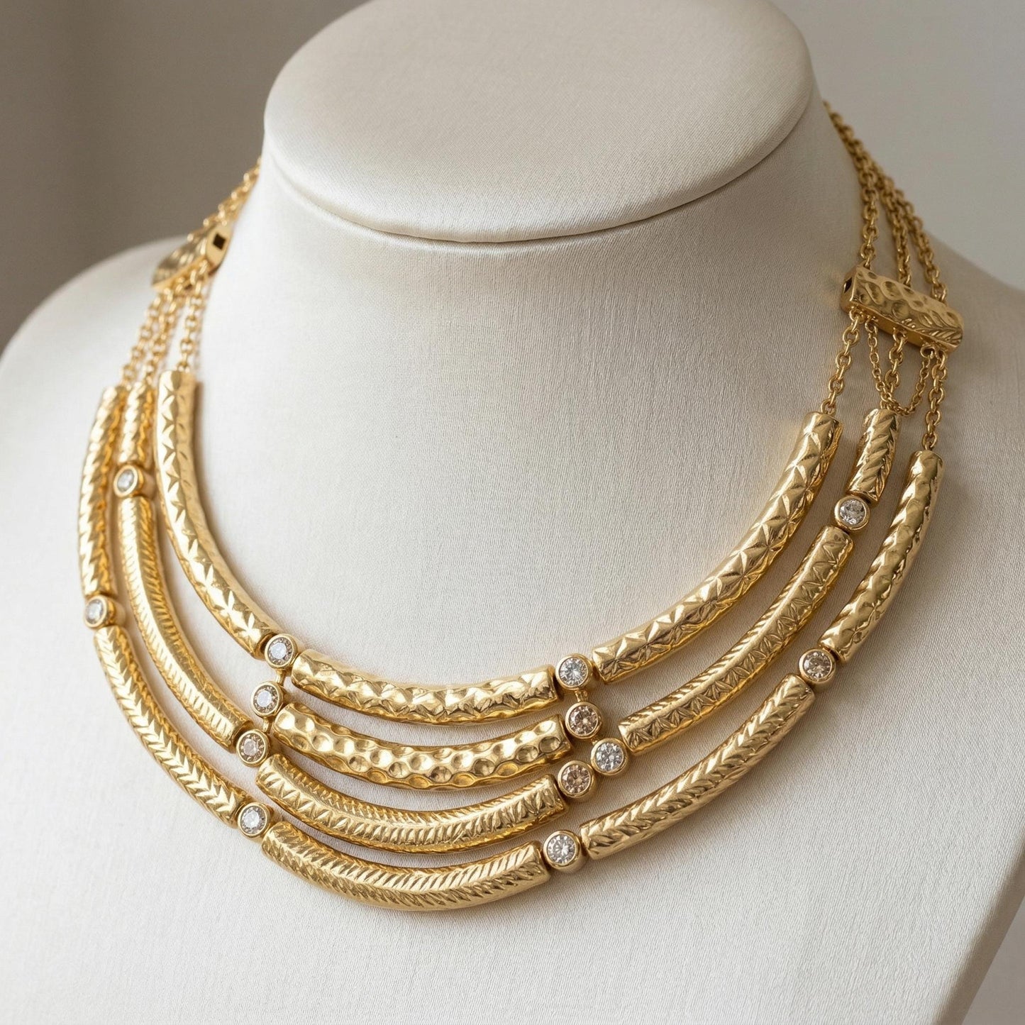 Gold Curved Tube Spacer Beads - Textured Gold-Plated Stainless Steel, Arched Design, Lightweight Durable | Jewelry Making Essentials