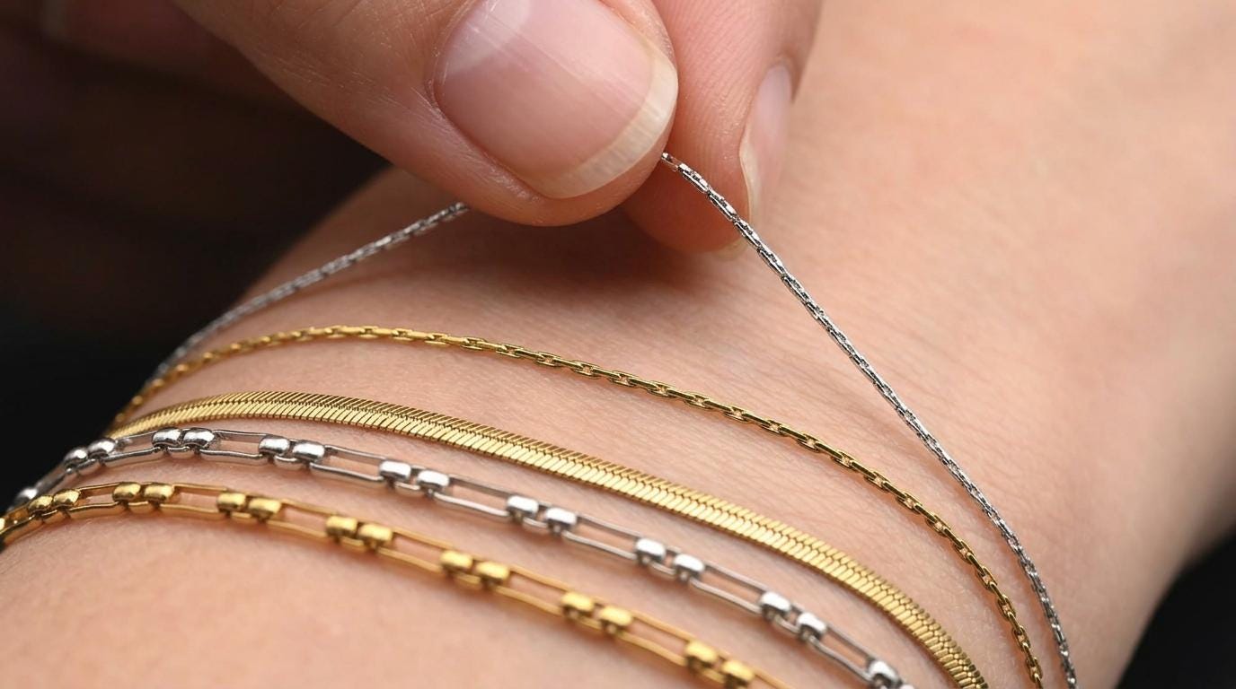 Gold And Silver Box Snake Paperclip Chain - Mixed Metal Jewelry Supply - Layered Necklace, Bracelet Links, Durable Stainless Steel