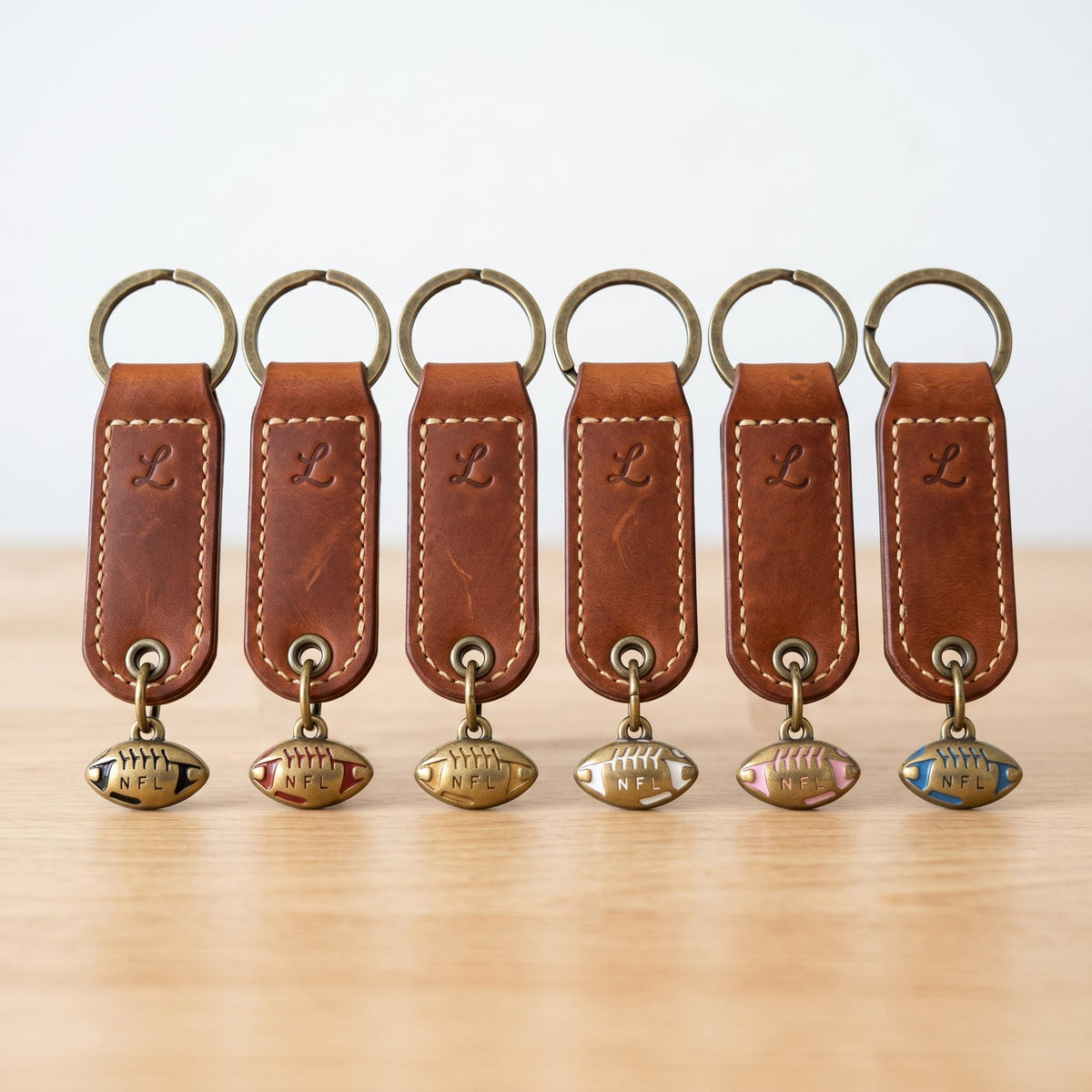 Gold Plated Charms Football Pendants: Team Colors Enamel, Raised Laces Detail | Stainless Steel, Lead-Free | 12PC Pack