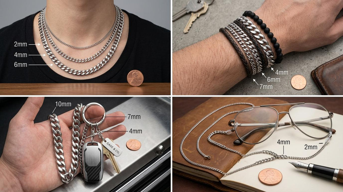 Steel Curb Chain Jewelry: Premium Polished Metal - Versatile Crafting Chain, Multiple Sizes 2mm to 10mm, High Gloss Finish