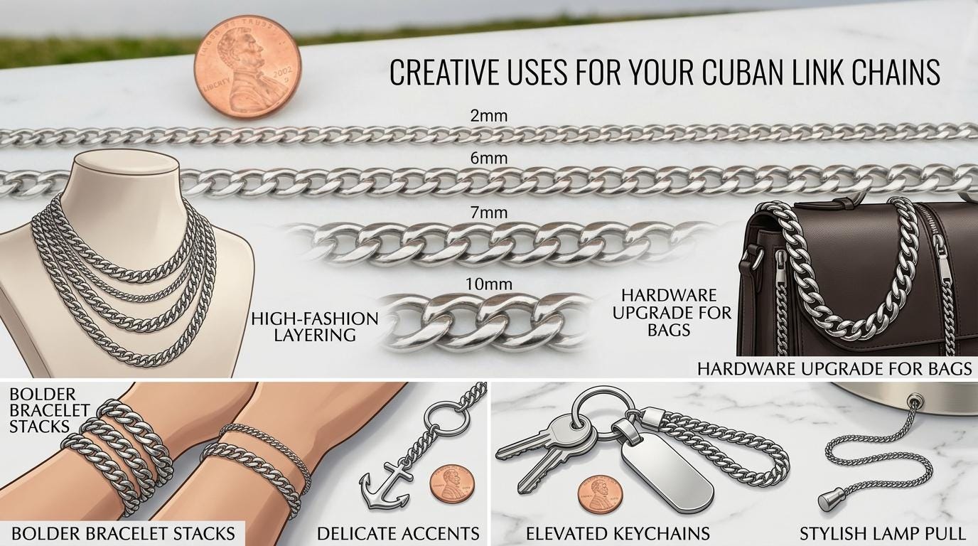Steel Curb Chain Jewelry: Premium Polished Metal - Versatile Crafting Chain, Multiple Sizes 2mm to 10mm, High Gloss Finish