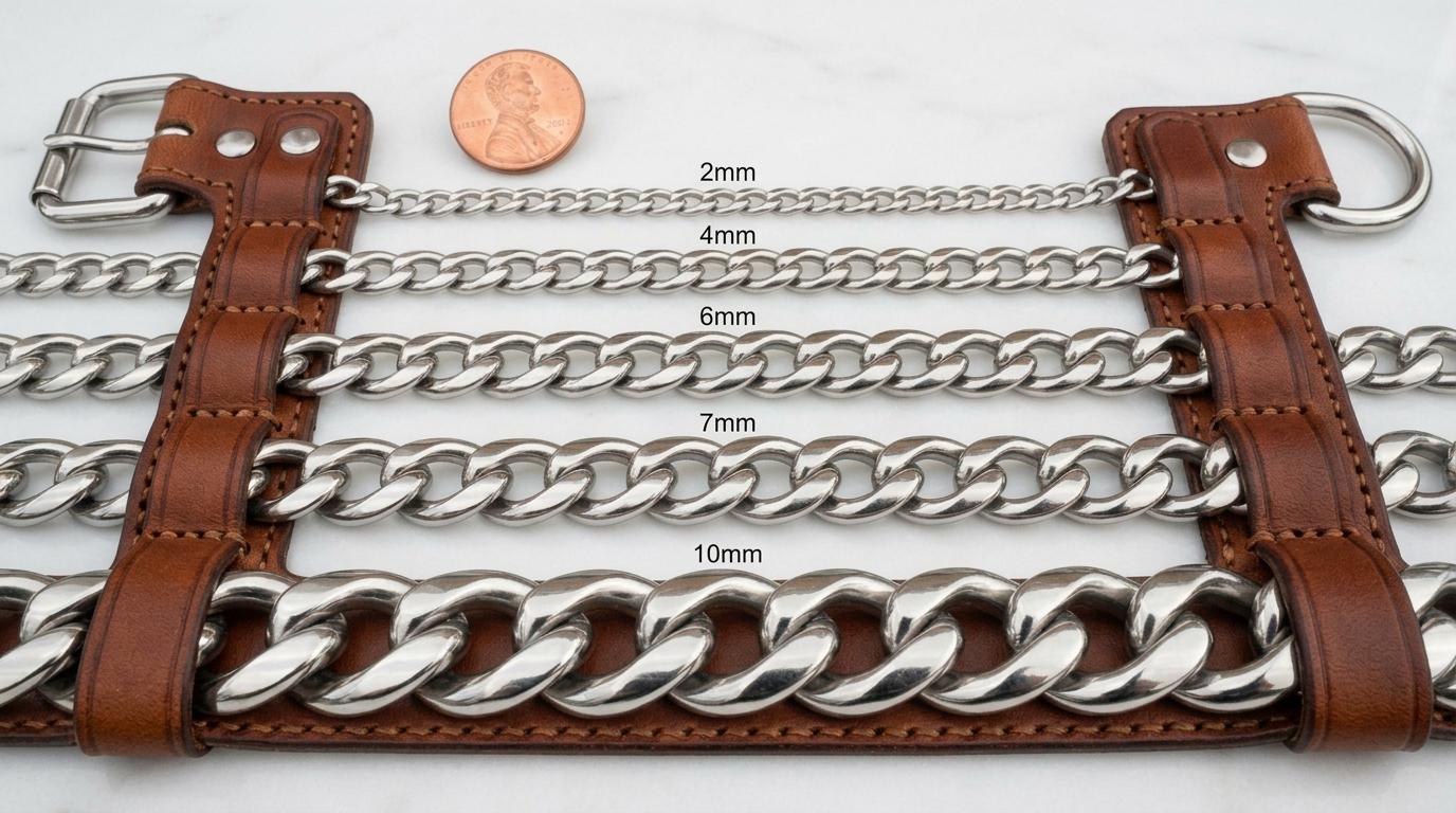 Steel Curb Chain Jewelry: Premium Polished Metal - Versatile Crafting Chain, Multiple Sizes 2mm to 10mm, High Gloss Finish