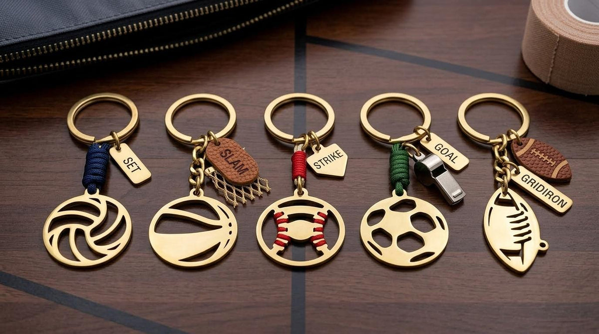 Football Pendant Set Sports Charms: Mixed Ball Designs, Gold Stainless Steel | Lightweight, Lead Free | 6 Pcs DIY Jewelry