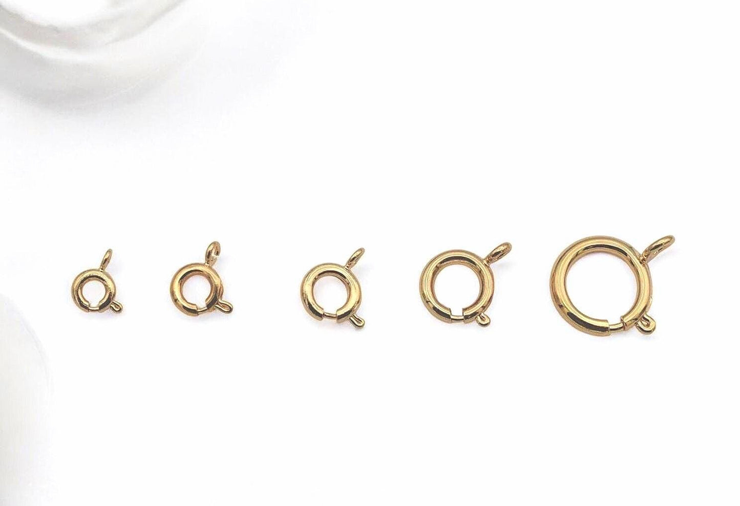 18K Gold Filled Alternative Spring Ring Clasp Round 5–12mm, Tarnish-Resistant Closures for Necklaces & Bracelets, Jewelry Findings