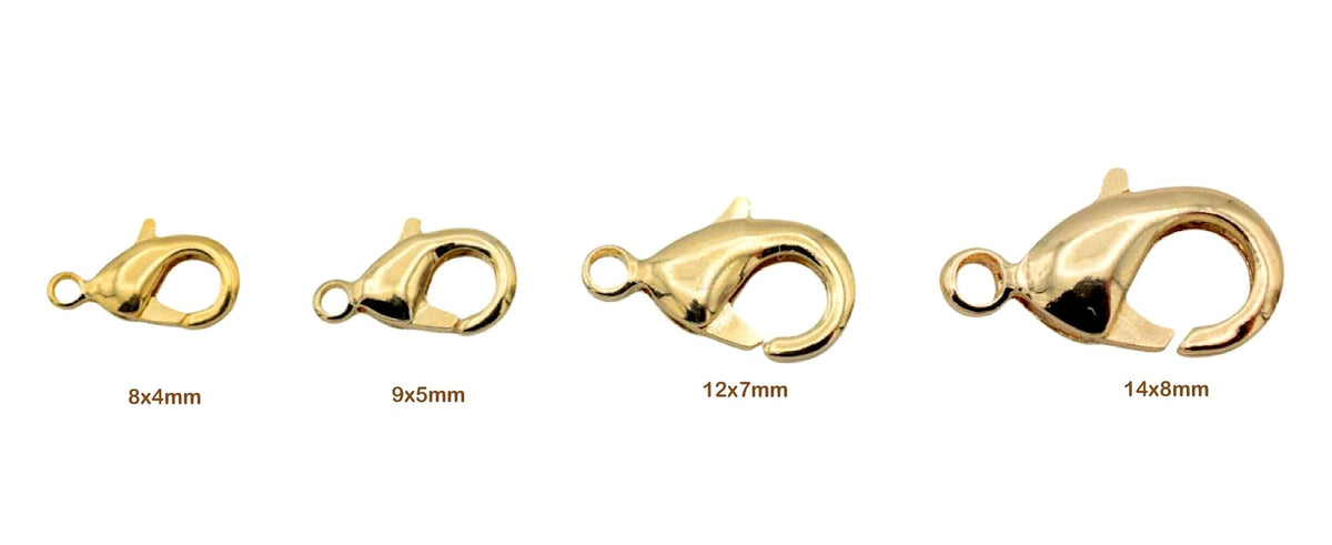 14K Gold Filled Alternative Lobster Clasp – Tarnish-Resistant Jewelry Findings, Multiple Sizes, Secure Necklace & Bracelet Closures
