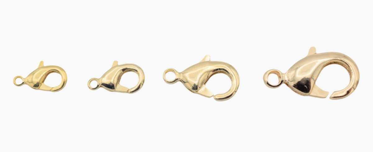 14K Gold Filled Alternative Lobster Clasp – Tarnish-Resistant Jewelry Findings, Multiple Sizes, Secure Necklace & Bracelet Closures