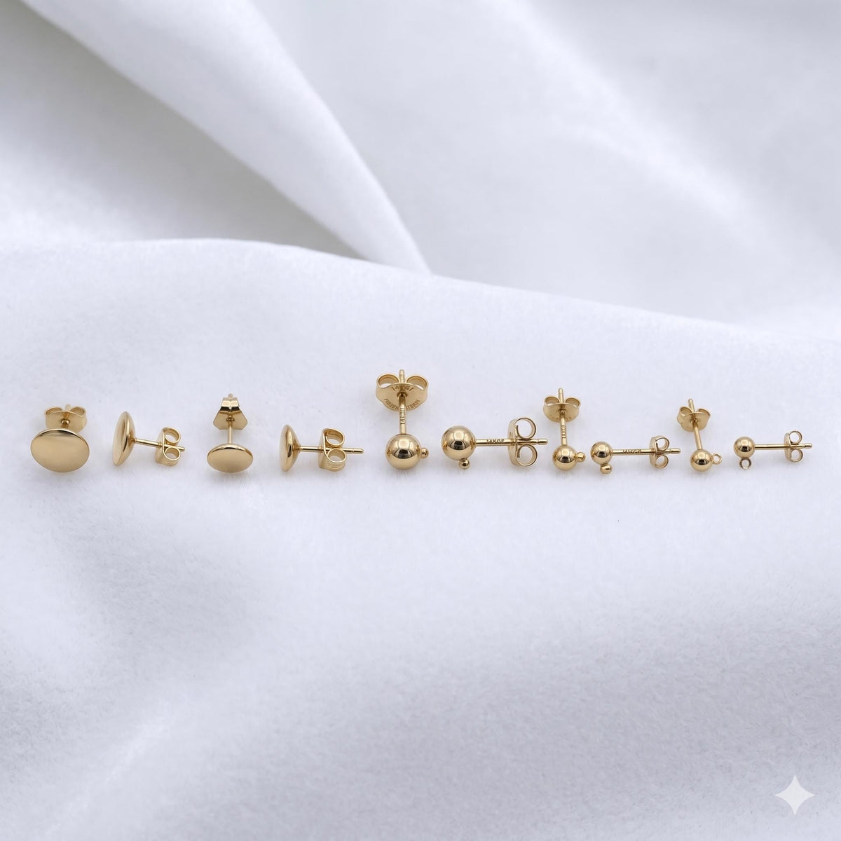 Ball Stud Earrings Set: Minimalist Gold Filled Round Dots - Multiple Sizes, Hypoallergenic Copper Base, Everyday Unisex Wear