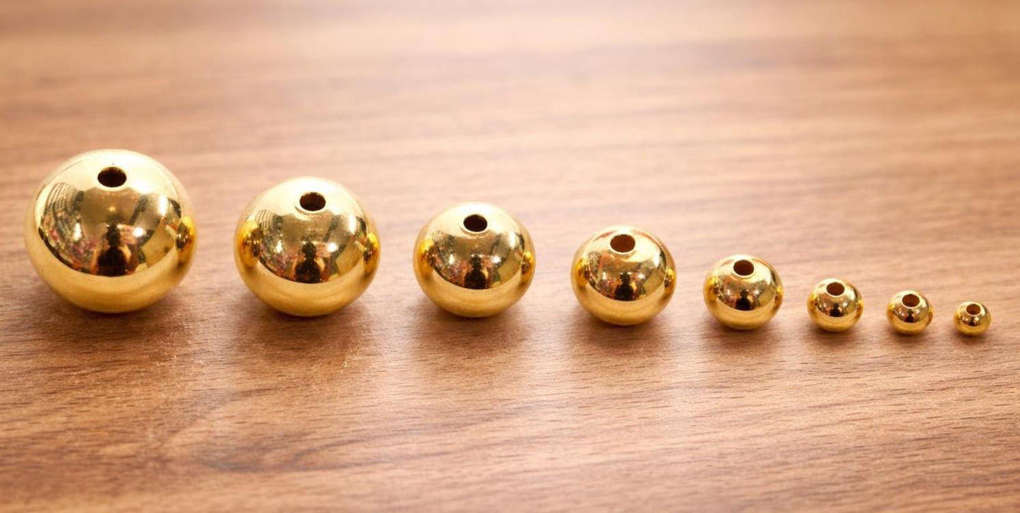 18K Findings EP Beads: Smooth Polished Gold Filled Alternative - Tarnish Resistant, Copper Base Metal, Multi-Size Options for Jewelry Making
