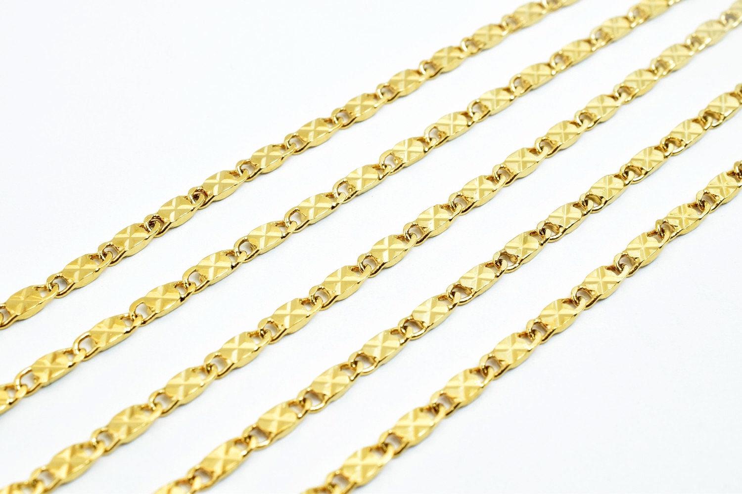 18K Gold Filled Chain: Electroplated Jewelry Supply, Tarnish Resistant Finish (2.5mm Cable, Skin Friendly)