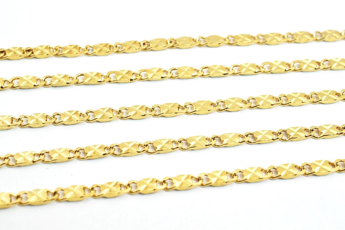 18K Gold Filled Chain: Electroplated Jewelry Supply, Tarnish Resistant Finish (2.5mm Cable, Skin Friendly)