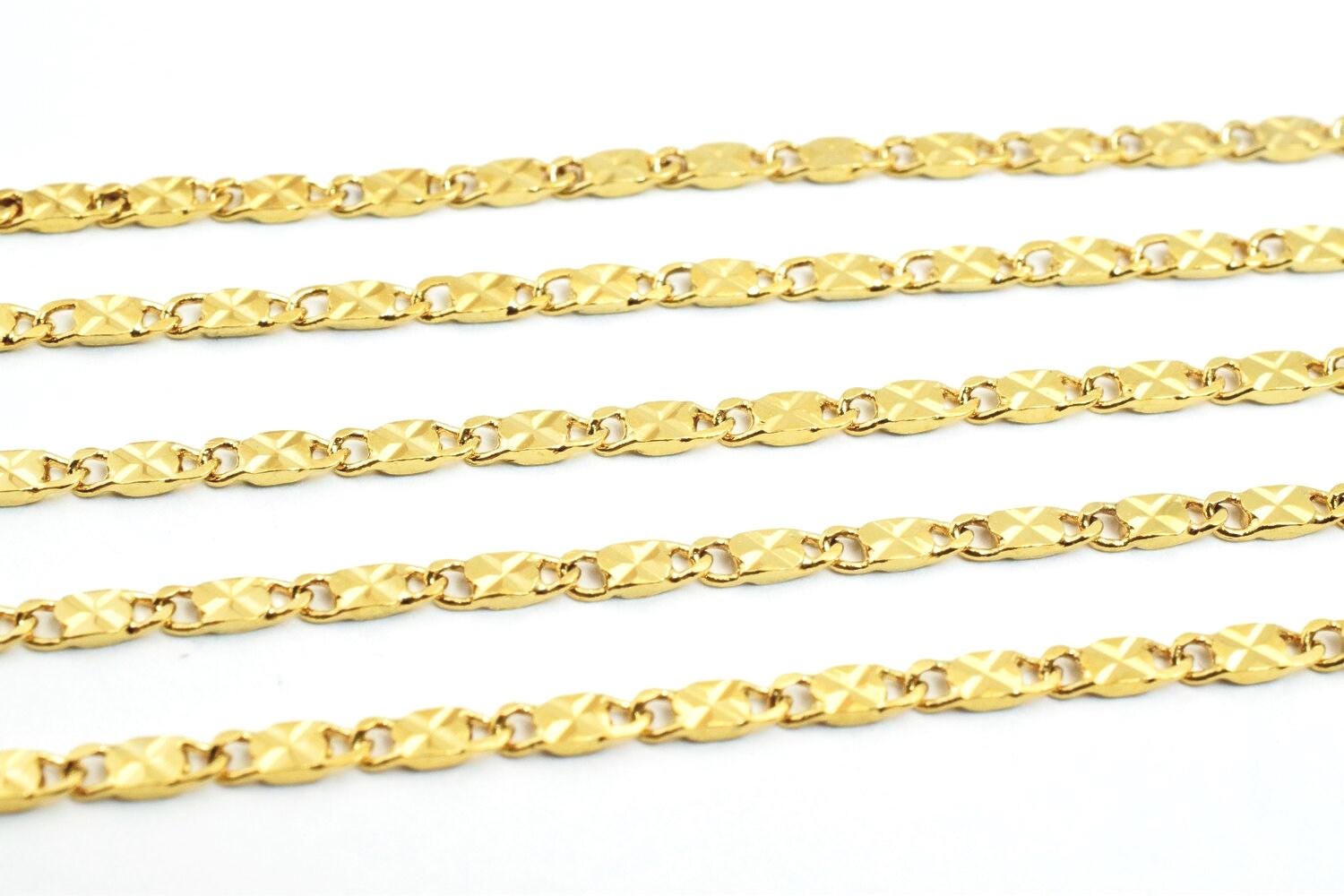 18K Gold Filled Chain: Electroplated Jewelry Supply, Tarnish Resistant Finish (2.5mm Cable, Skin Friendly)