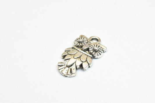 Silver Owl Charm Beads - Antique Silver Alloy 20x11mm Metal Jewelry Making Beads
