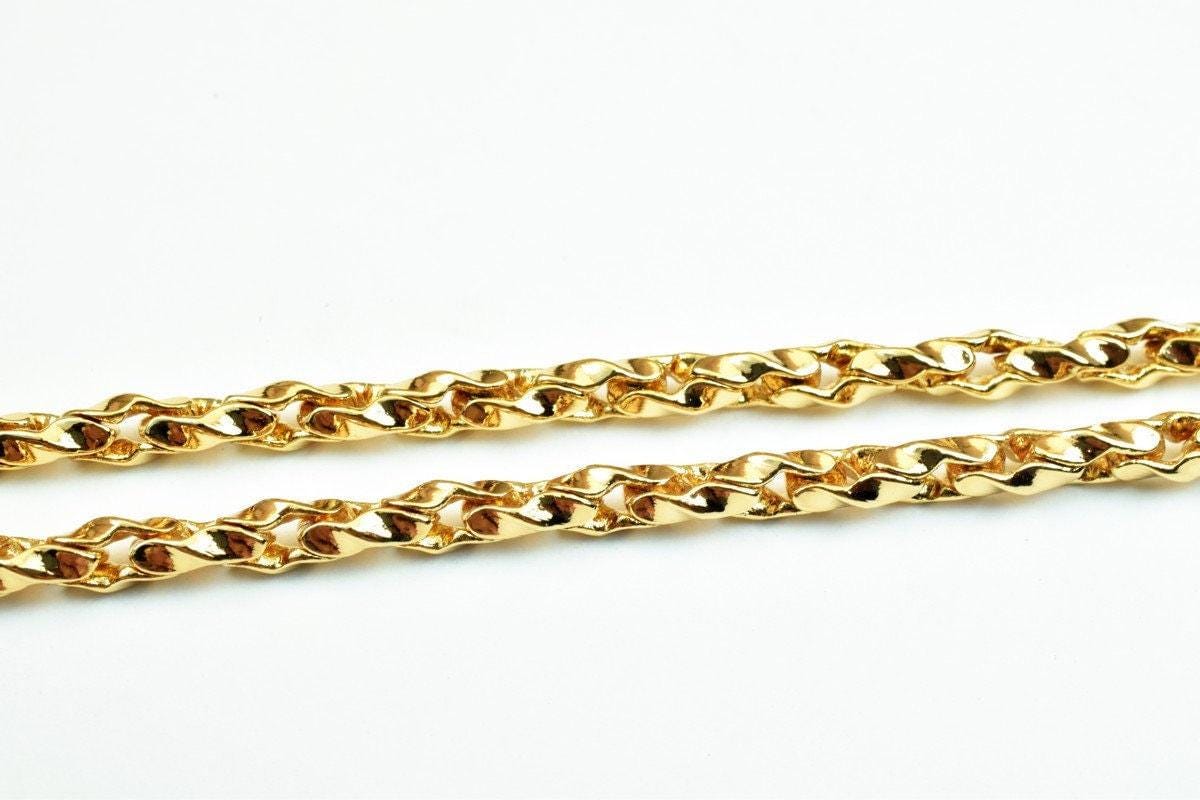 Pinky Gold Filled EP Chain 18KT Gold Filled Size 19" Long 4mm Width 4mm Thickness For Jewelry Making Item #CG374