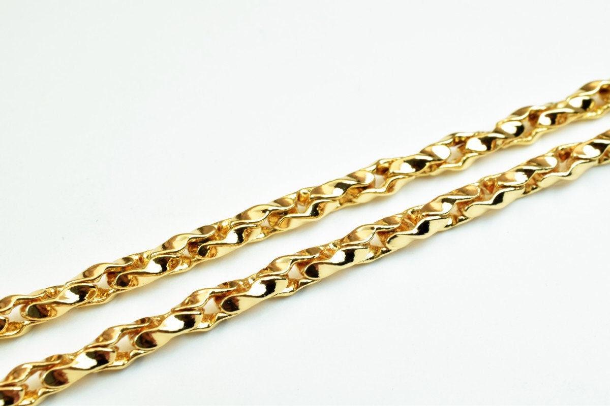 Pinky Gold Filled EP Chain 18KT Gold Filled Size 19" Long 4mm Width 4mm Thickness For Jewelry Making Item #CG374