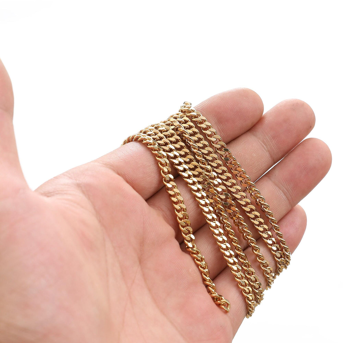 Gold Plated Cuban Chain 18KGF 4mm,6mm,9mm,11mm wide Sold by Foot GFC085,GFC086,GFC087,GFC088