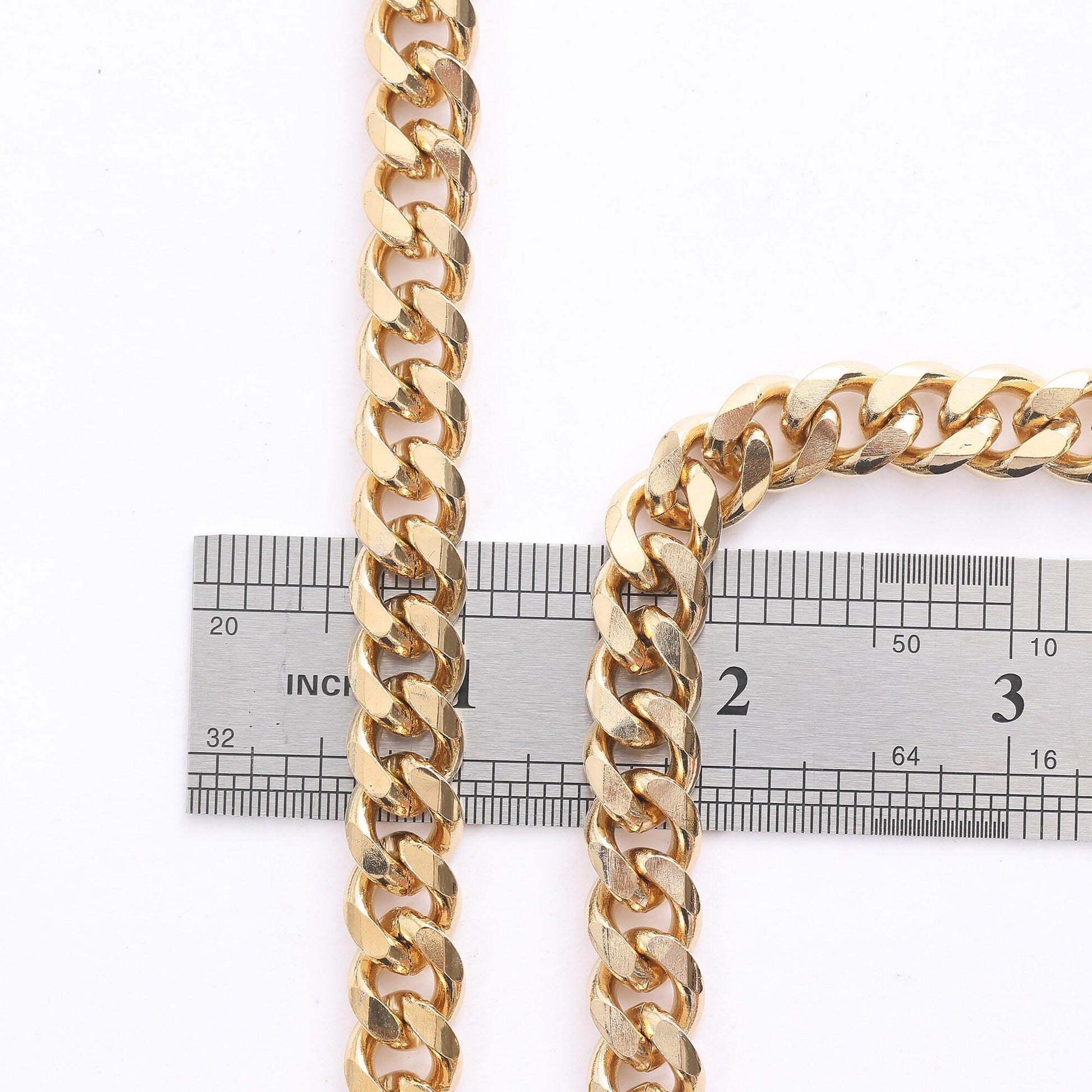 Gold Plated Cuban Chain 18KGF 4mm,6mm,9mm,11mm wide Sold by Foot GFC085,GFC086,GFC087,GFC088