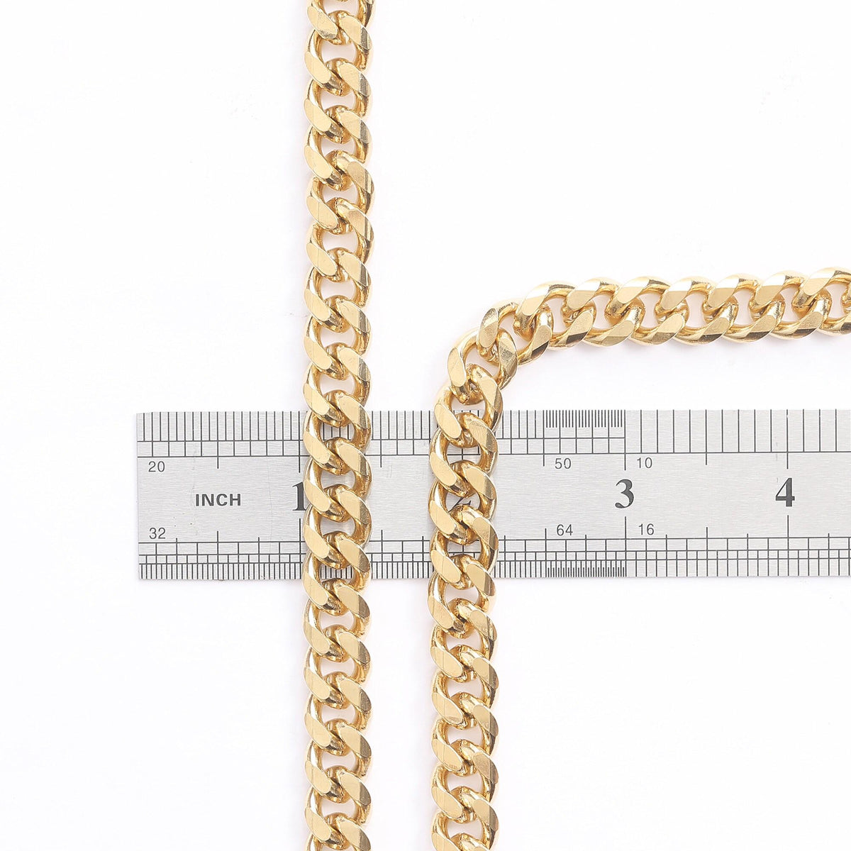Gold Plated Cuban Chain 18KGF 4mm,6mm,9mm,11mm wide Sold by Foot GFC085,GFC086,GFC087,GFC088