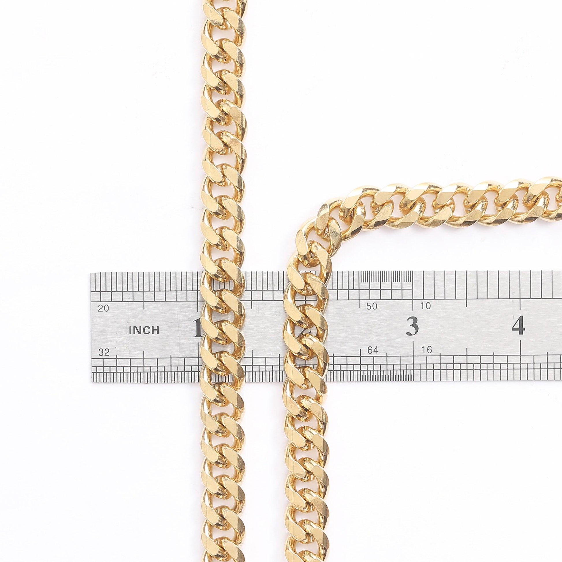 Gold Plated Cuban Chain 18KGF 4mm,6mm,9mm,11mm wide Sold by Foot GFC085,GFC086,GFC087,GFC088