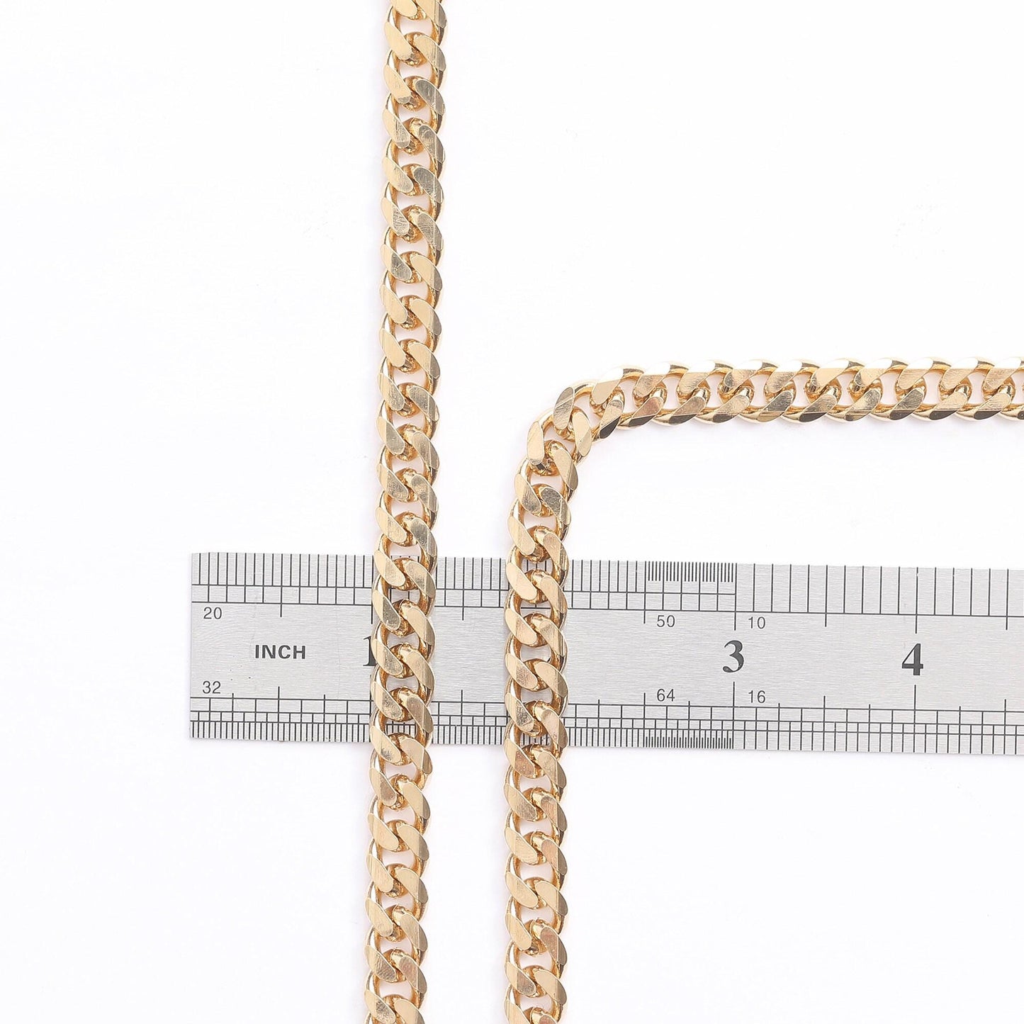 Gold Plated Cuban Chain 18KGF 4mm,6mm,9mm,11mm wide Sold by Foot GFC085,GFC086,GFC087,GFC088