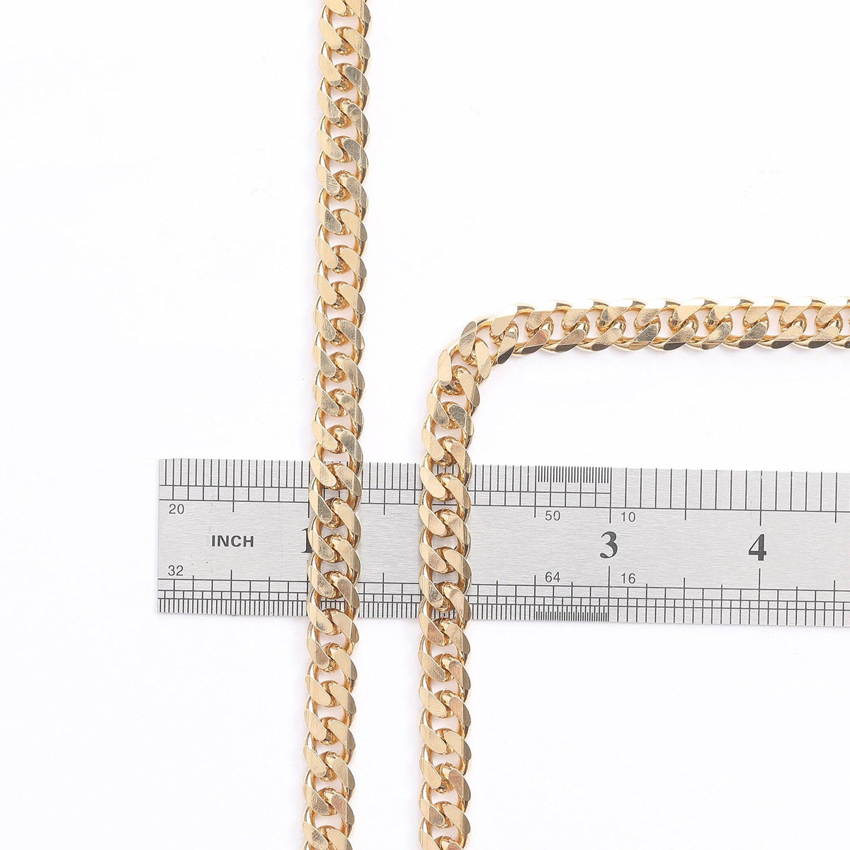 Gold Plated Cuban Chain 18KGF 4mm,6mm,9mm,11mm wide Sold by Foot GFC085,GFC086,GFC087,GFC088