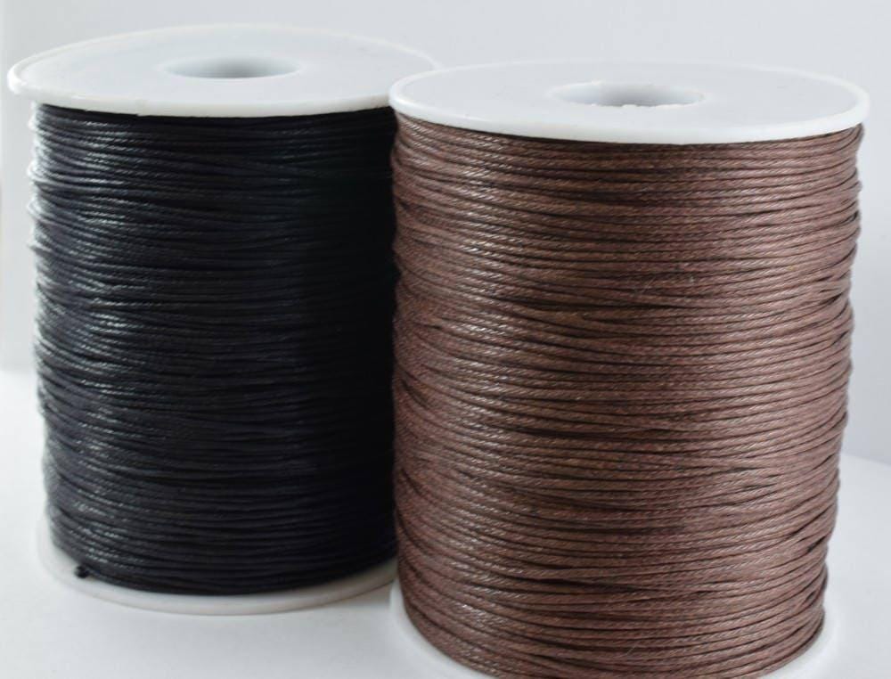 1mm Waxed Cord, Macrame Cord, Waxed Cotton Thread, 200yards, Matte Wax Cord, Shiny Wax Cord, Black,Brown Wax Cord