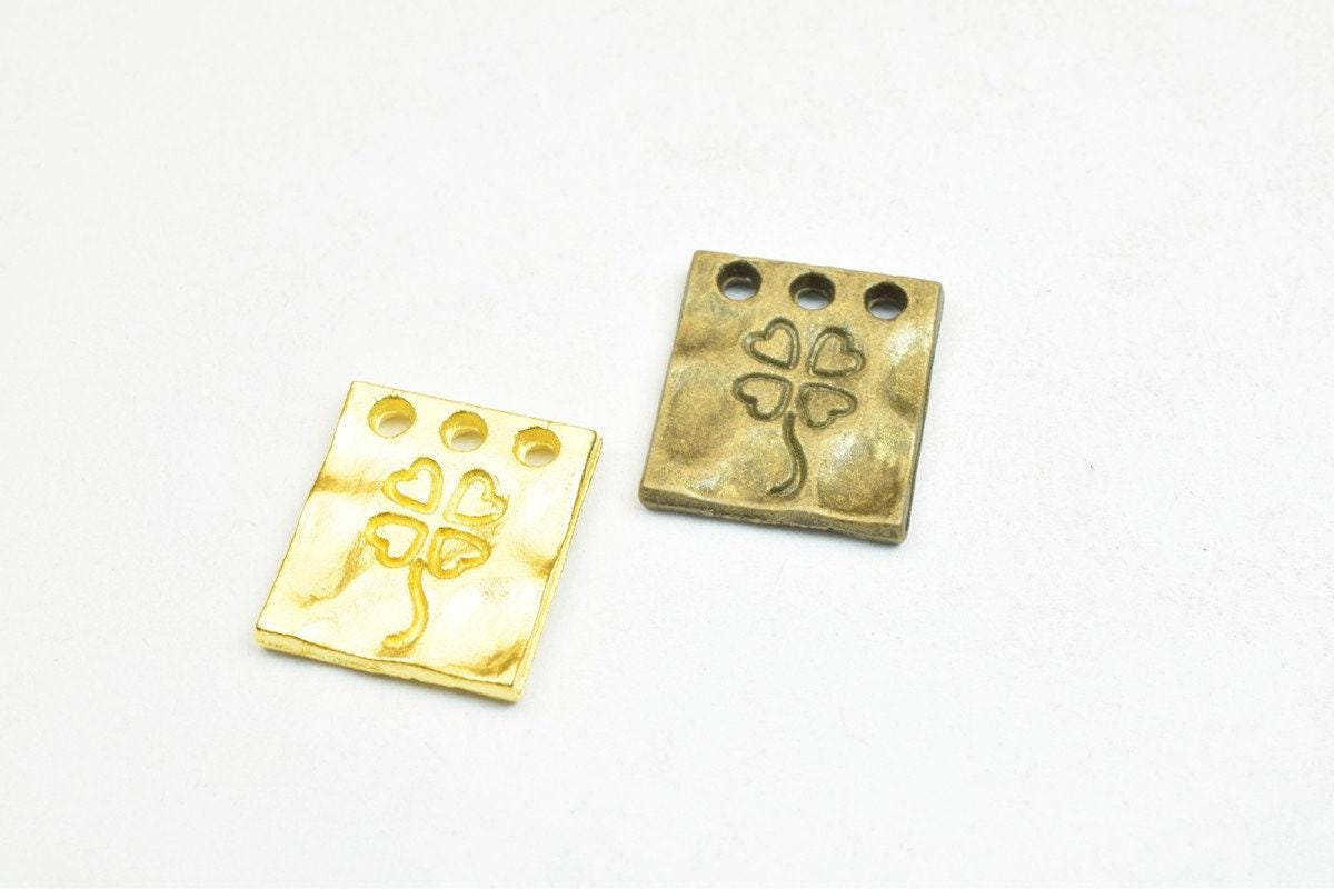 8 PCs Flower Floral Charm Pendants Antique Green/Gold Beads Base Metal Alloy Size 15x13mm Jump Ring Size 1.5mm For Jewelry Making