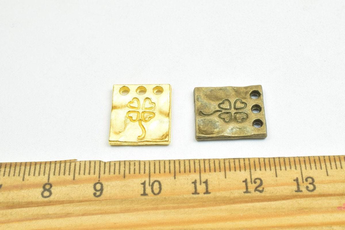8 PCs Flower Floral Charm Pendants Antique Green/Gold Beads Base Metal Alloy Size 15x13mm Jump Ring Size 1.5mm For Jewelry Making