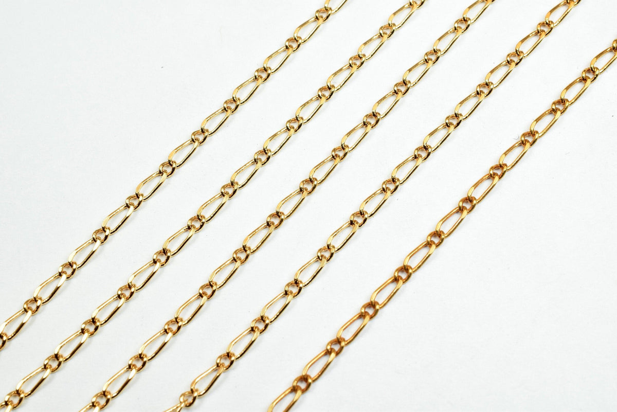 Chain By The Foot: 2mm Electroplated Gold, Tarnish Resistant - Bulk Jewelry Supply, Skin Safe, Copper Metal