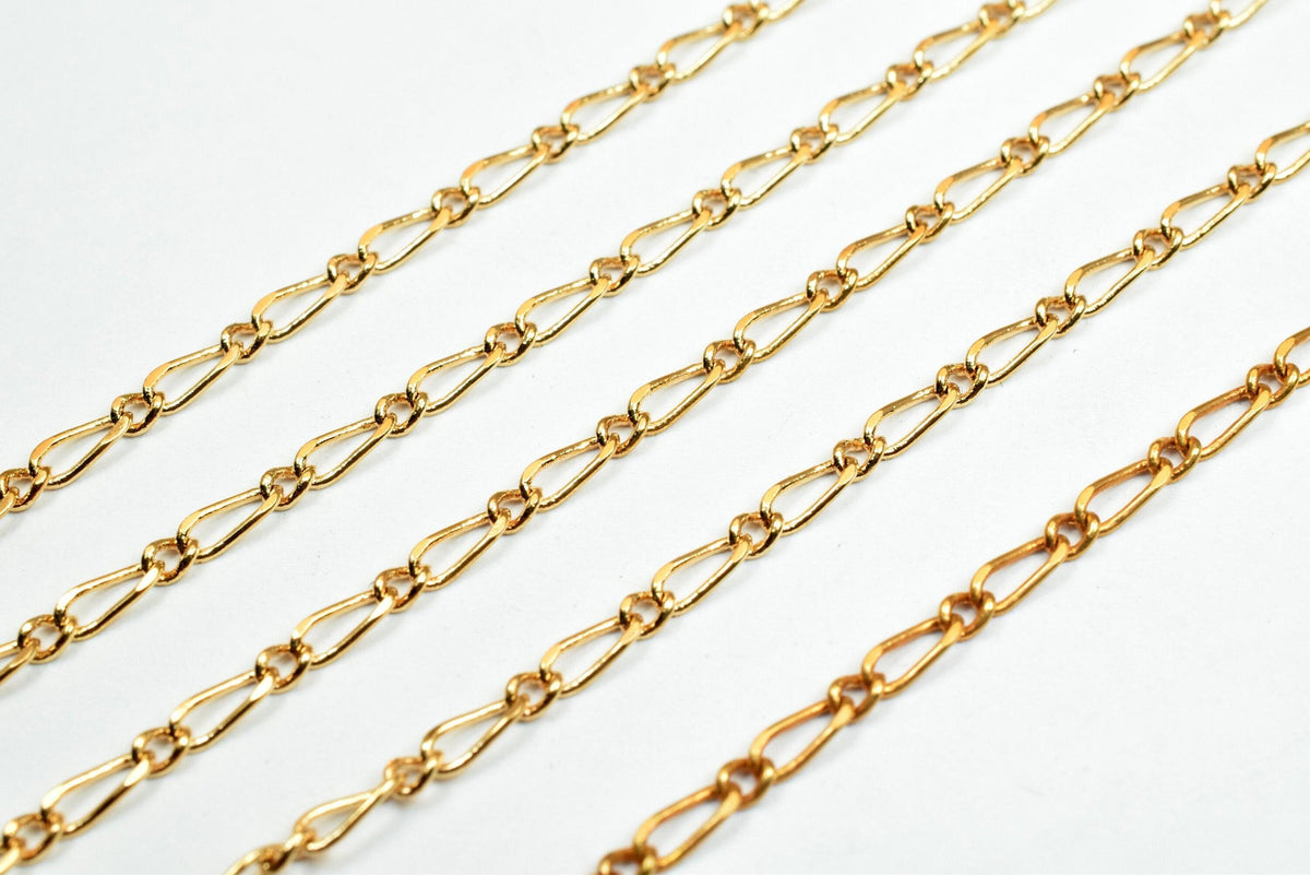 Chain By The Foot: 2mm Electroplated Gold, Tarnish Resistant - Bulk Jewelry Supply, Skin Safe, Copper Metal