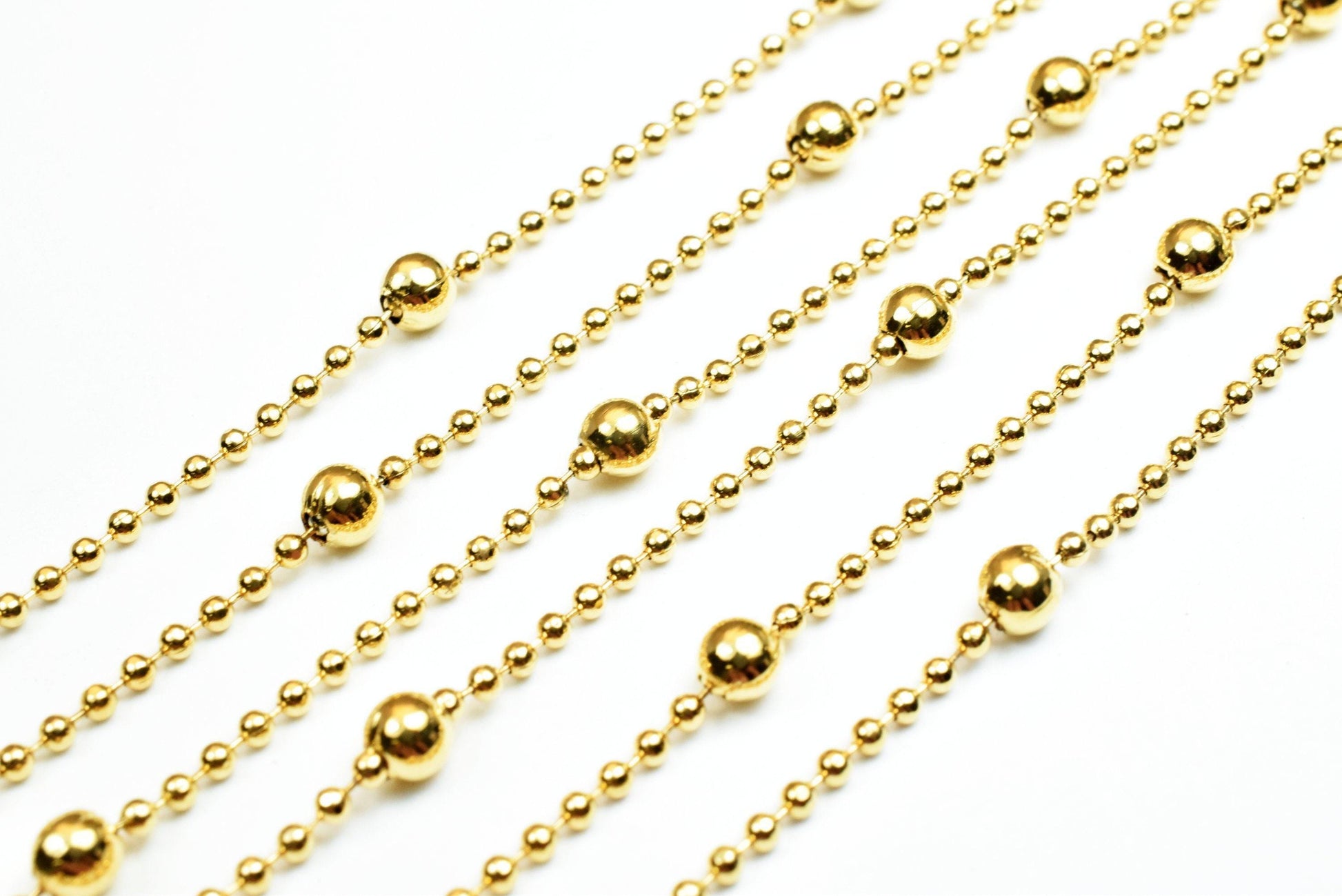 Satellite Ball Chain Gold Jewelry, Electroplated 18K Copper, 3.5mm Balls (1.5mm Links, Skin Safe, Bulk Lengths)