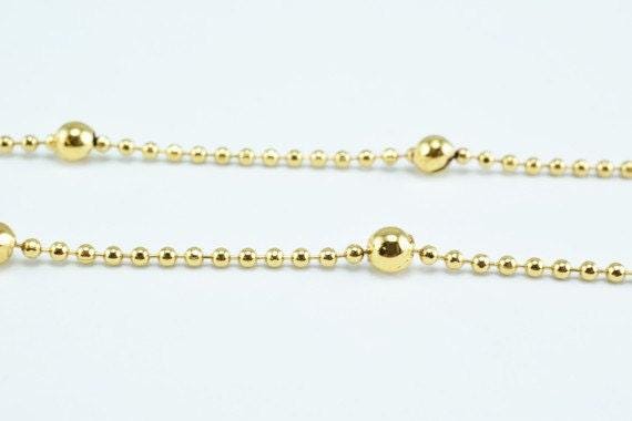 Satellite Ball Chain Gold Jewelry, Electroplated 18K Copper, 3.5mm Balls (1.5mm Links, Skin Safe, Bulk Lengths)