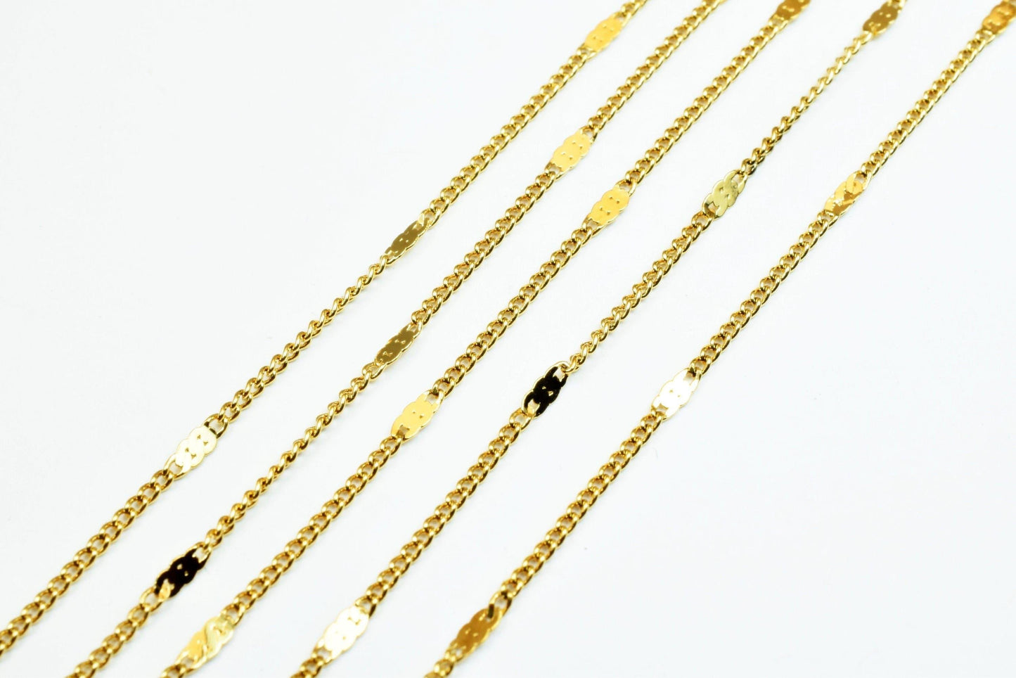 Cable Chain Gold Findings: 18K Electroplated Finish - Tarnish Resistant, Wholesale by Foot, Jewelry Supply