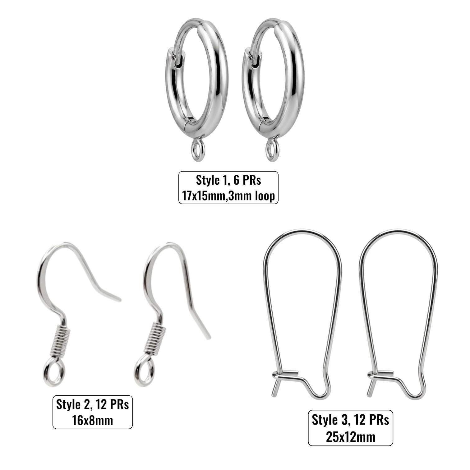 Close-up of a silver stainless steel huggie hoop earring finding, showcasing the secure latch and bottom loop for DIY jewelry making.