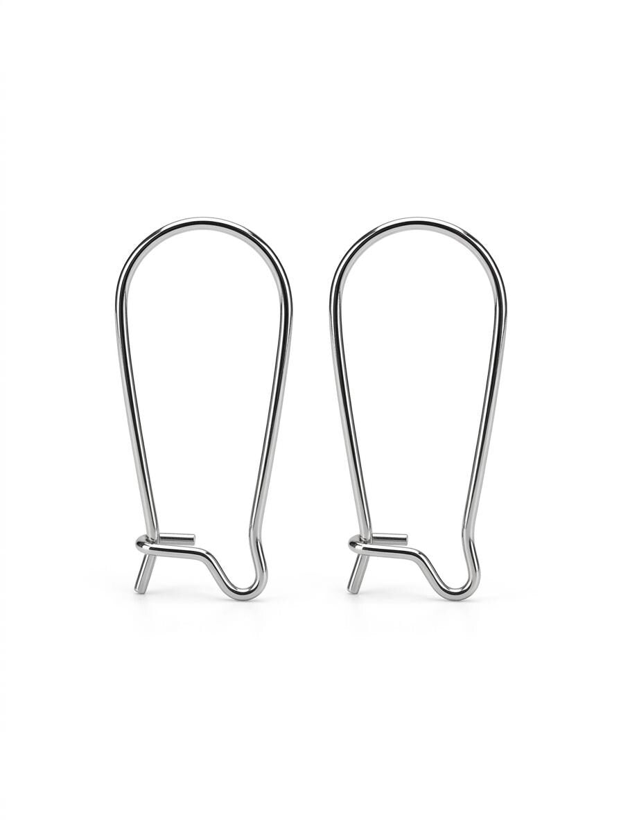 Multiple pairs of silver stainless steel kidney ear wire hooks, featuring a secure locking design for handmade dangle earrings