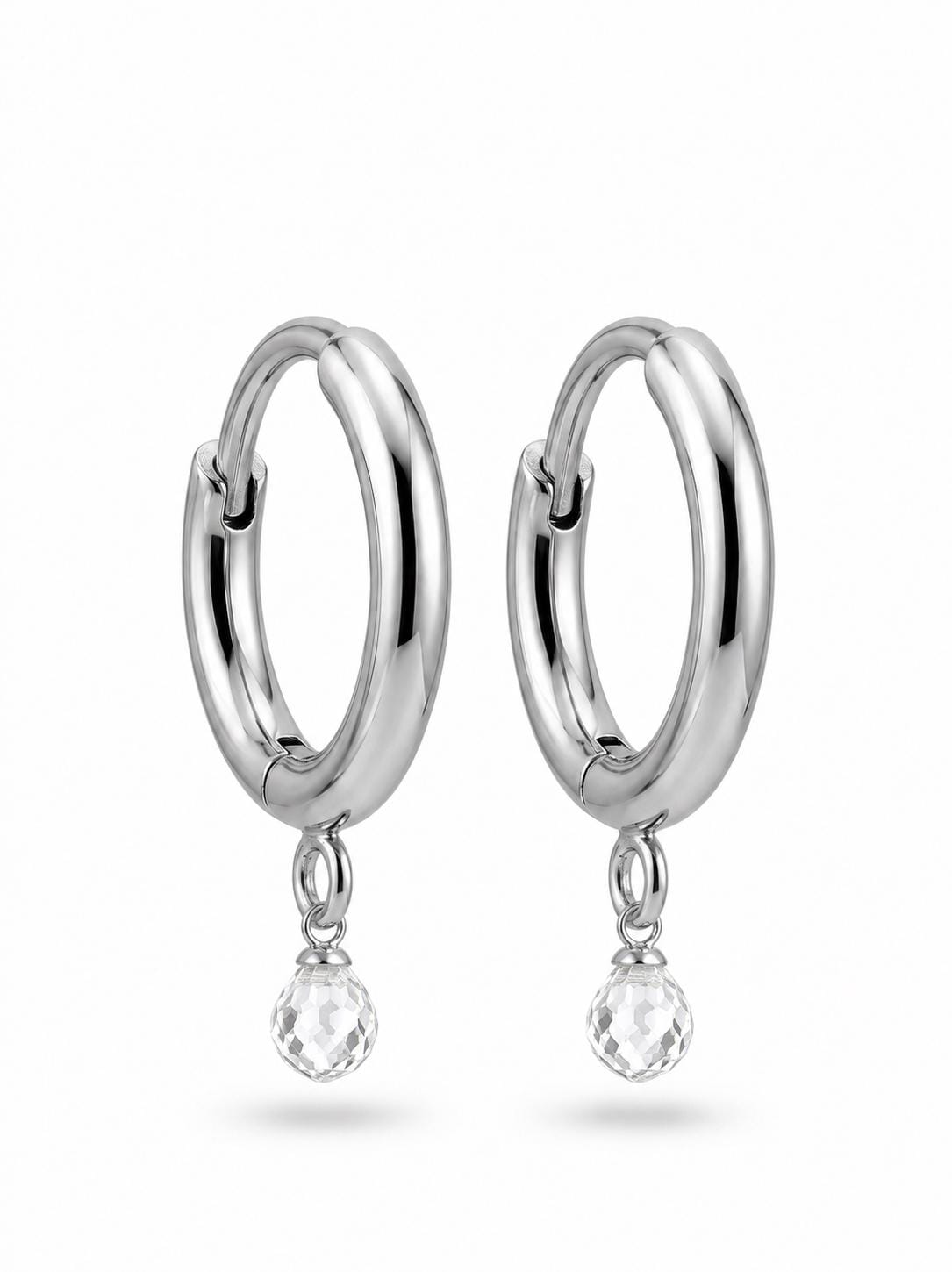 A pair of 17x15mm hypoallergenic silver stainless steel hoop earrings with a 3mm loop, showing dimensions for earring making."