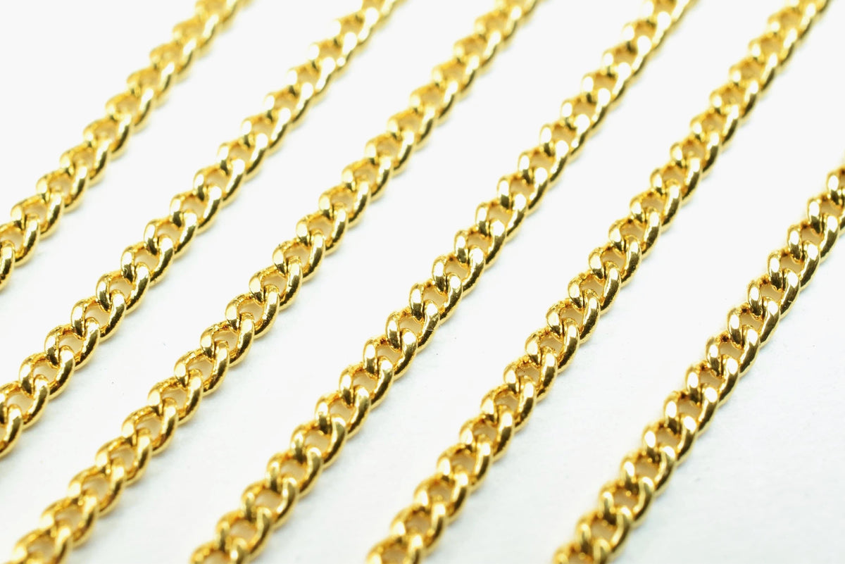 Gold Plated Cuban Chain Delicate Jewelry Supply, 1mm Electroplated Finish (18K Gold Tone, Copper Metal, Sold by Foot)