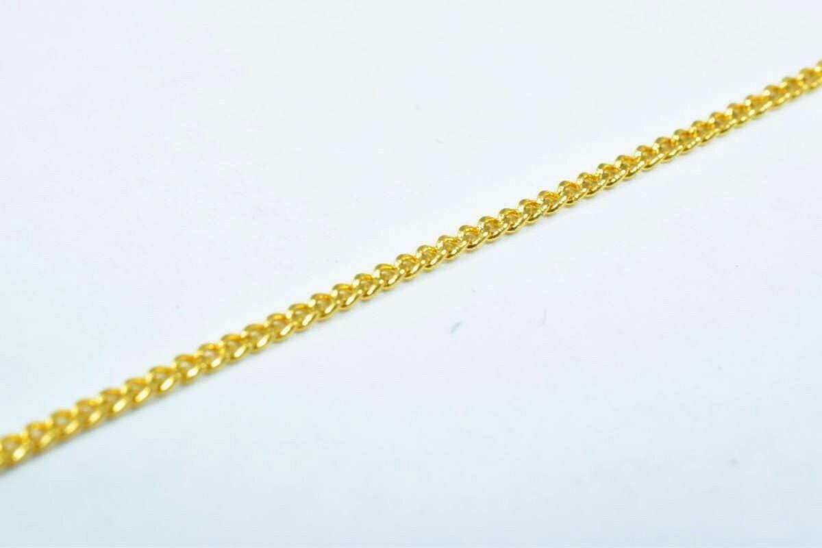 Gold Plated Cuban Chain Delicate Jewelry Supply, 1mm Electroplated Finish (18K Gold Tone, Copper Metal, Sold by Foot)