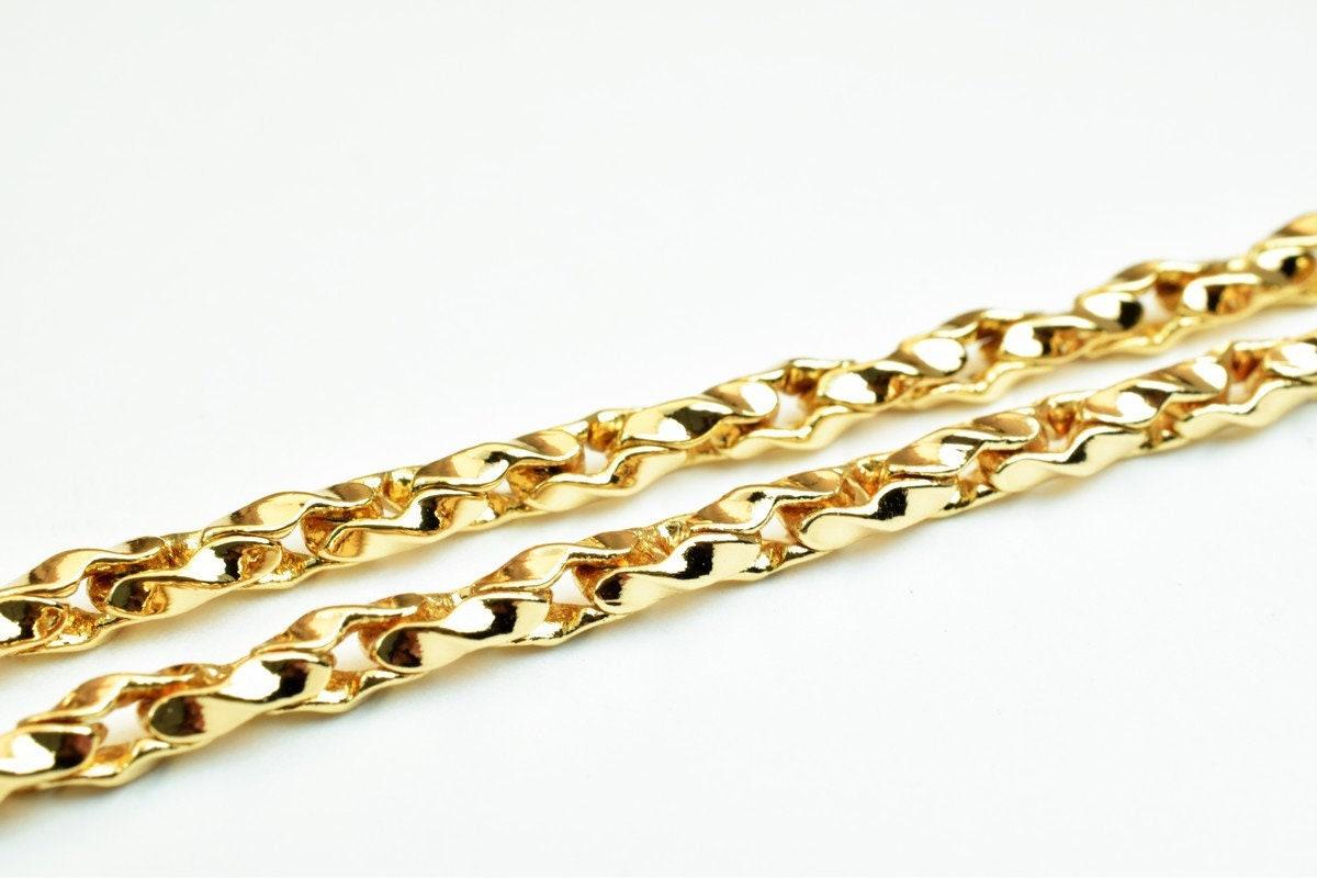Pinky Gold Filled EP Chain 18KT Gold Filled Size 19" Long 4mm Width 4mm Thickness For Jewelry Making Item #CG374